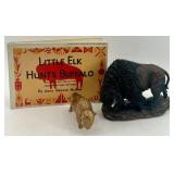 Little Elk Hunts Buffalo Book with 2 Buffalo Figurines