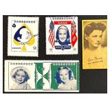 Collection of Vintage Celebrity and Music Memorabilia Postcards, Cards, and Stamps