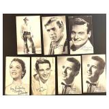 Collection of Vintage Celebrity and Music Memorabilia Postcards, Cards, and Stamps