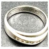 10KT White Gold Diamond Band Ring, Size 10.5