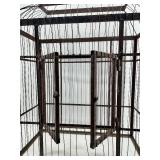 Antique Metal Bird Cage with Twin Doors and Patina