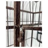 Antique Metal Bird Cage with Twin Doors and Patina