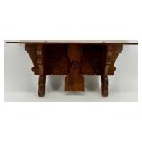 Antique Wood Wall Shelf with Carved Floral Design