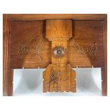 Antique Wood Wall Shelf with Carved Floral Design