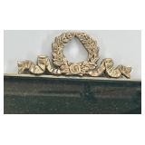 Rectangular Vintage Wall Mirror with Ornate Gold Frame and Wreath Crest