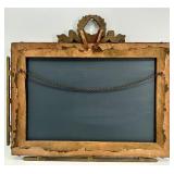 Rectangular Vintage Wall Mirror with Ornate Gold Frame and Wreath Crest