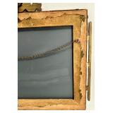 Rectangular Vintage Wall Mirror with Ornate Gold Frame and Wreath Crest