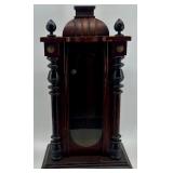 Antique Wooden Wall Clock Case with Glass Door and Ornate Details