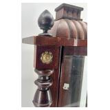 Antique Wooden Wall Clock Case with Glass Door and Ornate Details