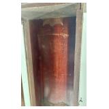 Antique Wooden Wall Clock Case with Glass Door and Ornate Details