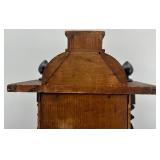 Antique Wooden Wall Clock Case with Glass Door and Ornate Details