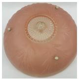 Lot of 2 Vintage Art Deco Pink Glass Ceiling Light Shades with Mounting Fixture