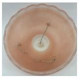 Lot of 2 Vintage Art Deco Pink Glass Ceiling Light Shades with Mounting Fixture