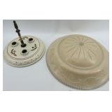Vintage 3-Socket Porcelain Ceiling Light Fixture with Frosted Glass Shade