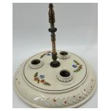 Vintage 3-Socket Porcelain Ceiling Light Fixture with Frosted Glass Shade