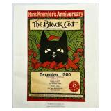 Set of 2 Black Cat Magazine Art Prints, December 1900 and February 1897