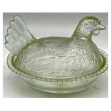 Decorative Lot with Glass Hen Dish, Metal Tealight Lamp, and Nicole Miller Frame