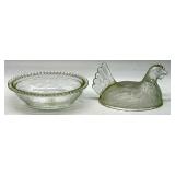 Decorative Lot with Glass Hen Dish, Metal Tealight Lamp, and Nicole Miller Frame