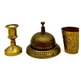 Vintage Brass Decor Collection with Figures, Car, Candle Holders, and More