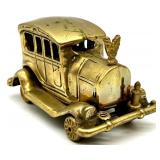 Vintage Brass Decor Collection with Figures, Car, Candle Holders, and More