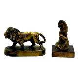 Vintage Brass Decor Collection with Figures, Car, Candle Holders, and More