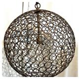 Pair of Round Metal Wire Globe Pendant Light Fixtures