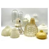 Collection of 13 Assorted Vintage Glass Lamp Shades and Globes