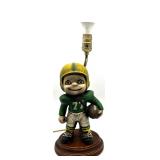 Green Bay Packers Vintage Football Player Figurine Table Lamp with Wooden Base