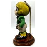 Green Bay Packers Vintage Football Player Figurine Table Lamp with Wooden Base