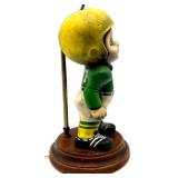 Green Bay Packers Vintage Football Player Figurine Table Lamp with Wooden Base