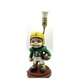 Green Bay Packers Vintage Football Player Figurine Table Lamp with Wooden Base