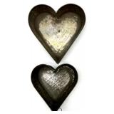 Set of 7 Vintage Heart-Shaped Metal Cake Pans and Molds