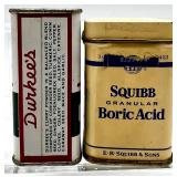 Collection of Vintage Metal Tins, Kitchen Spice Bottles, Car Emblems, and Kodak Film Reel