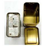 Collection of Vintage Metal Tins, Kitchen Spice Bottles, Car Emblems, and Kodak Film Reel