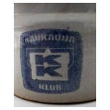 Vintage 3-Tier Metal Stand with Robinson Ransbottom Stoneware Crock and 2 Miniature BI Jars