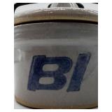 Vintage 3-Tier Metal Stand with Robinson Ransbottom Stoneware Crock and 2 Miniature BI Jars