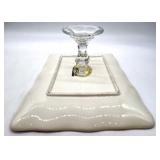 Set of 3 Decorative Tableware Pieces - Floral Vase, Poppy Cake Stand, Vintage Espresso Plate