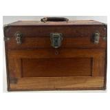 Vintage Wood Machinist Tool Chest with Drawers and Mirror