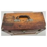 Vintage Wood Machinist Tool Chest with Drawers and Mirror