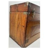 Vintage Wood Machinist Tool Chest with Drawers and Mirror