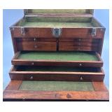 Vintage Wood Machinist Tool Chest with Drawers and Mirror