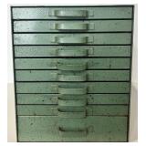 Vintage Industrial 10-Drawer Metal Storage Cabinet