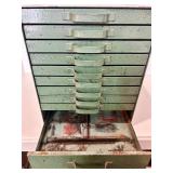 Vintage Industrial 10-Drawer Metal Storage Cabinet
