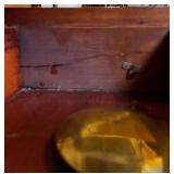 Antique Wood Case Wall Clock with Brass Pendulum and Roman Numeral Dial