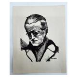 Harry Kernoff set of 3 Signed Block Print Portraits of James Joyce and W.B. Yeats