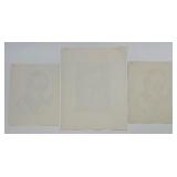 Harry Kernoff set of 3 Signed Block Print Portraits of James Joyce and W.B. Yeats