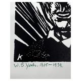 Harry Kernoff set of 2 Signed Block Prints of W.B. Yeats