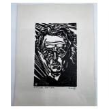Harry Kernoff set of 2 Signed Block Prints of W.B. Yeats