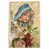 Vintage Decorative Collection with Wire Shoe, Glass Bottles, Lacquer Box, and Postcard