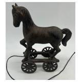 Vintage Mixed Lot: Cast Iron Trivet, Horse Pull Toy, Spice Tins, Glass Insulators, and Collectible Containers